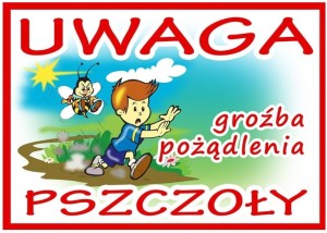 Tablica ostrzegawcza średnia - Uwaga pszczoły
