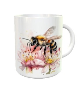 Kubek akwarela - pszczoła różowa