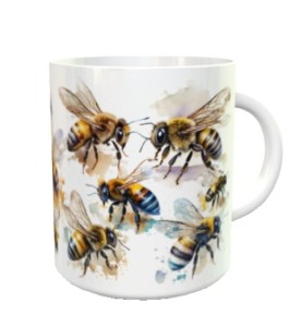 Kubek akwarela - pszczoły