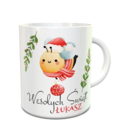 Kubek świąteczny pszczoła choinka