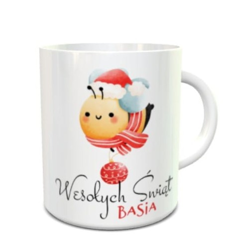 Kubek świąteczny pszczoła + imię