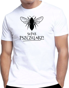 Koszulka Super pszczelarz pszczoła - biała