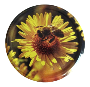 Nakrętka duża Pszczoła na żółtym kwiatku - 50szt 