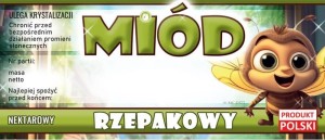 Etykiety z pszczółką - Miód rzepakowy
