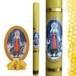 Świeca Gromnica 3 x 33 cm z Matką Bożą Gromniczną - napis
