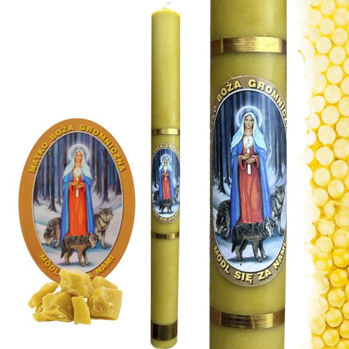Świeca Gromnica 3 x 33 cm z Matką Bożą Gromniczną
