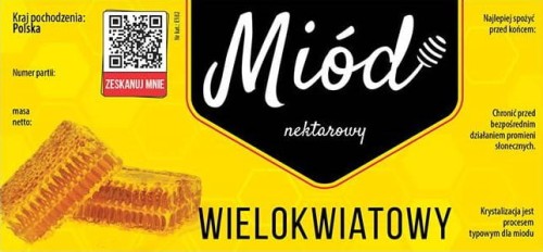 Etykieta - Miód wielokwiatowy duże z kodem QR