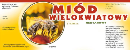 Etykieta - Miód wielokwiatowy - DUŻE z kółkiem