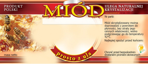 Etykieta - Miód prosto z ula