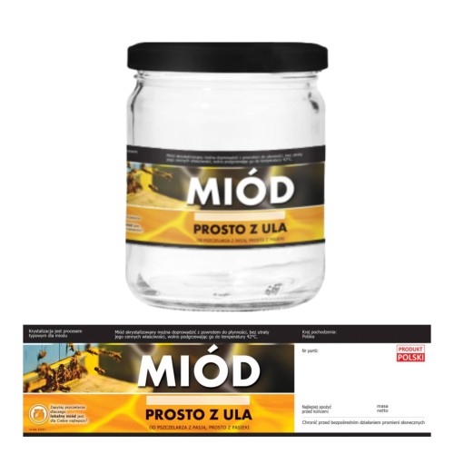 Etykiety z kontretykietą - Miód prosto z ula