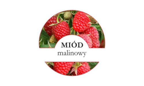 Etykiety miód malinowy 24szt - fi 4 cm