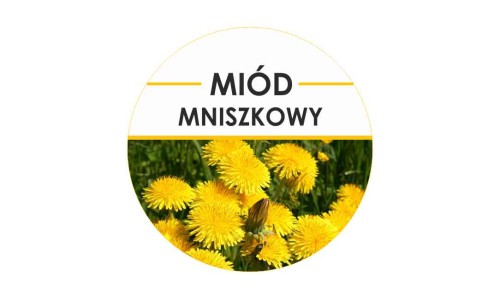 Etykiety miód mniszkowy 24szt - fi 4 cm