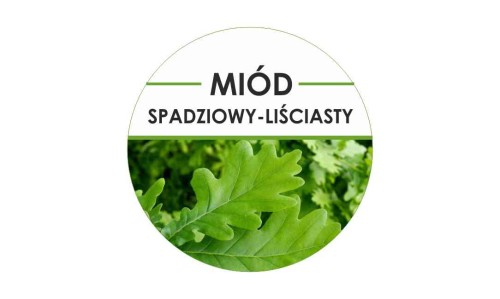 Etykiety miód spadziowy liściasty 24szt - fi 4 cm