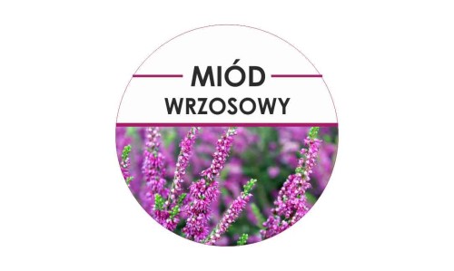 Etykiety miód wrzosowy 24szt - fi 4 cm