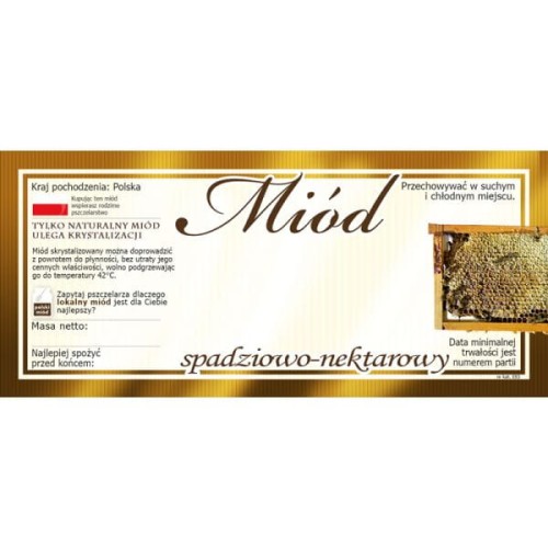 Etykieta - Miód z spadziowo-nektarowy