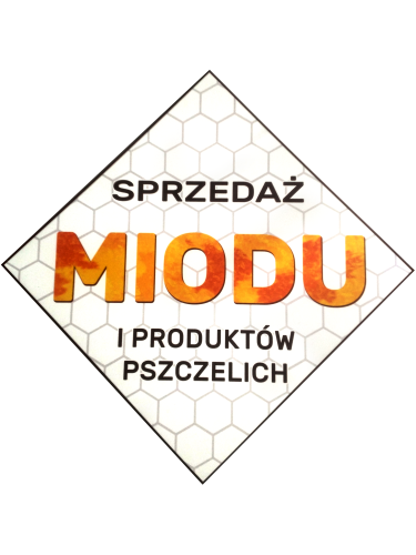 Tablica reklamowa "sprzedaż miodu i produktów pszczelich"