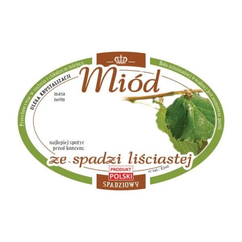 Etykiety na miód ze spadzi liściastej