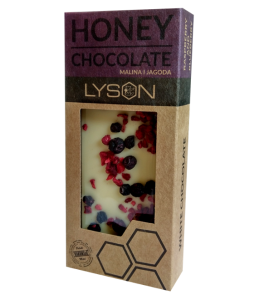 Czekolada biała z maliną, jagodą i miodem