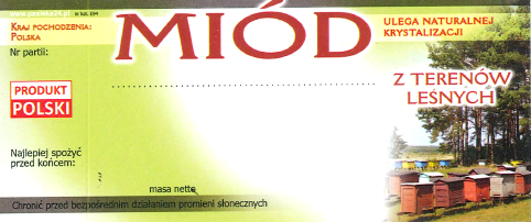 Etykieta na Miód z terenów leśnych