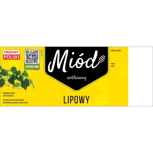paczka duzych etykiet na miod lipowy 100 szt z kodem qr