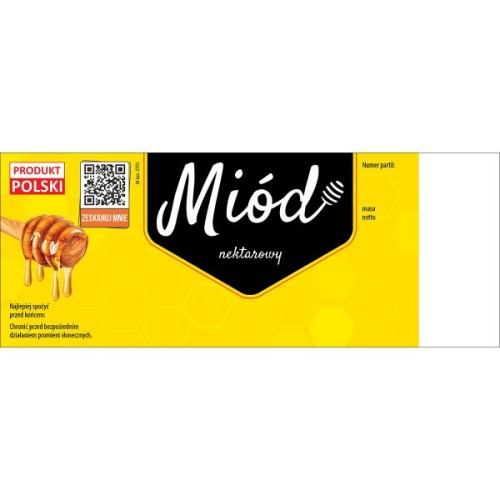 paczka duzych etykiet na miod uniwersalna 100szt wzor e193 z kodem QR