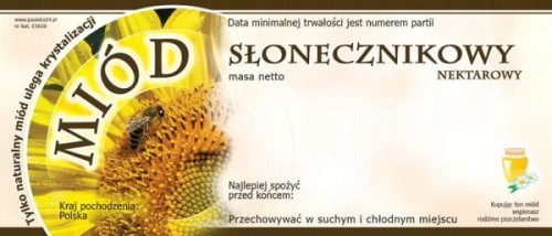 Etykieta - Miód słonecznikowy