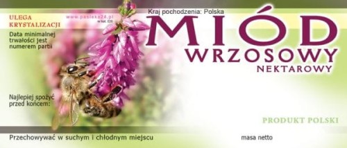 Etykieta na Miód wrzosowy
