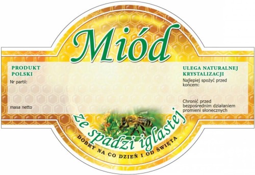 Etykieta - Miód ze spadzi iglastej