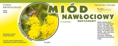 Etykieta - Miód nawłociowy duże z kółkiem