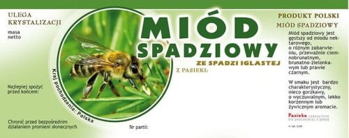Etykieta - Miód ze spadzi iglastej duże z kółkiem