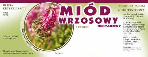 Etykieta - Miód wrzosowy duże z kółkiem