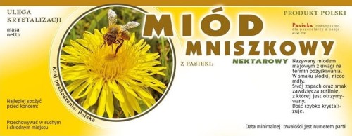 Etykieta - Miód mniszkowy duże z kółkiem