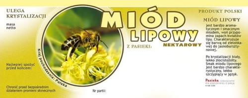 Etykieta - Miód lipowy duże z kółkiem