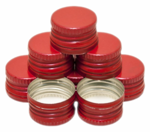 Zakrętki 100 szt  28x18 czerwone