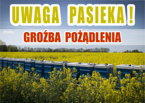 Tablica średnia ostrzegawcza "Uwaga pasieka - groźba pożądlenia"