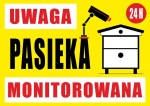 Naklejka ostrzegawcza "PASIEKA MONITOROWANA 24 h" 29,5 x 21 cm 